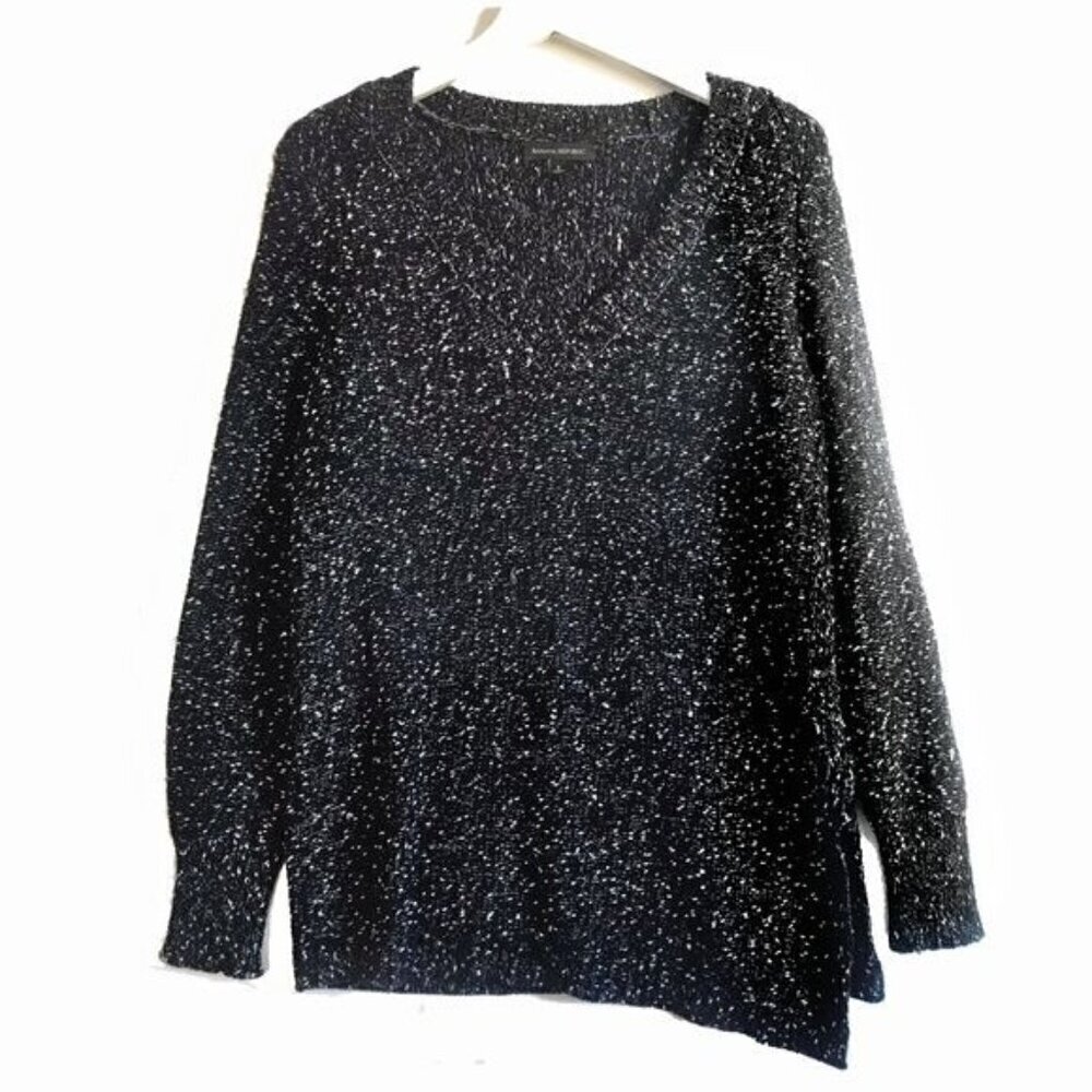 Banana Republic uneven hem marled black sweater Size S